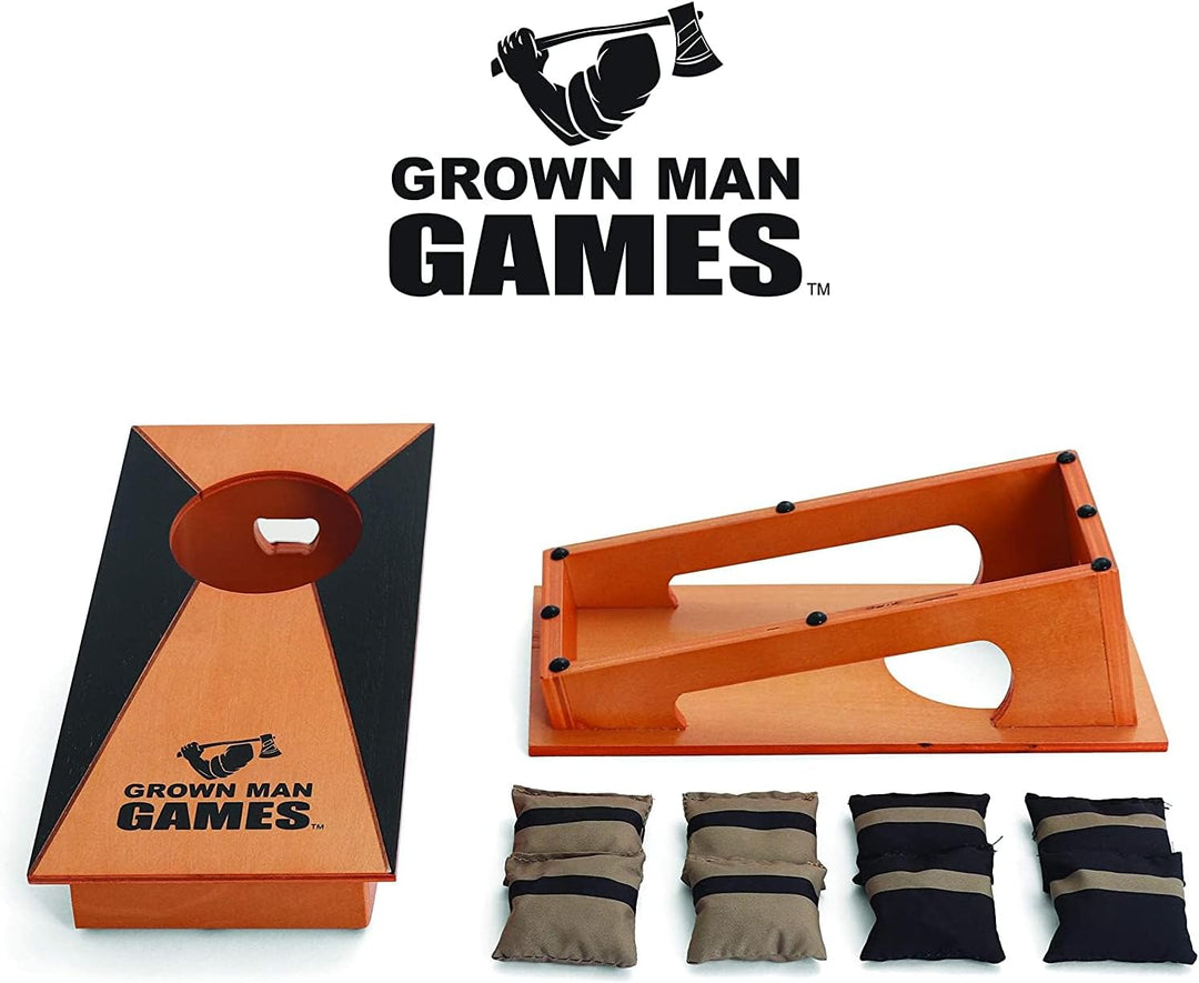 Grown Man Games Mini Cornhole - Tragbares Cornhole Spiel - Mini Sitzsack Wurfspiel - Cornhole Trinks