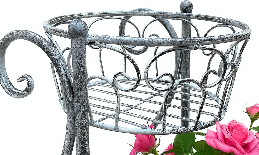 DanDiBo Blumentreppe Metall Grau 75 cm Blumenständer mit 3 Ablagen 96011 Blumensäule Pflanzenständer