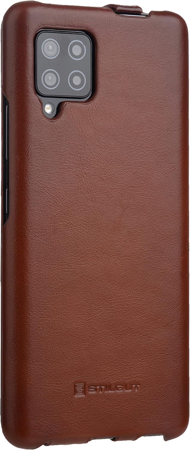 STILGUT UltraSlim kompatibel mit Samsung Galaxy A42 Hülle aus Leder - Samsung A42 5G Flip Case, Klap