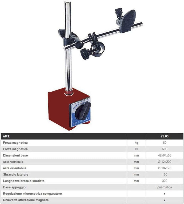 Messuhr Borletti mit Ständer magnetische beschreibbare LTF Art. 79.03 + SC61R