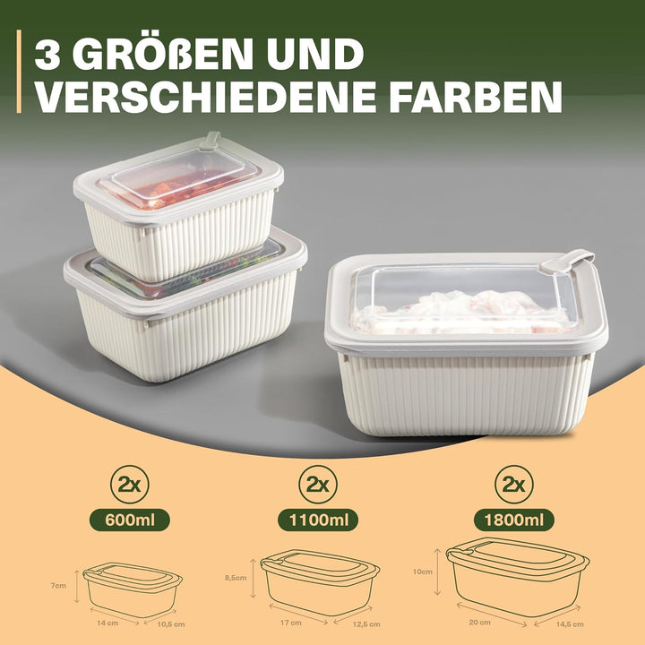 Viwares Frischhaltedosen im 6er Set mit transparentem Ventildeckel, Aufbewahrungsbehälter, Küche, st