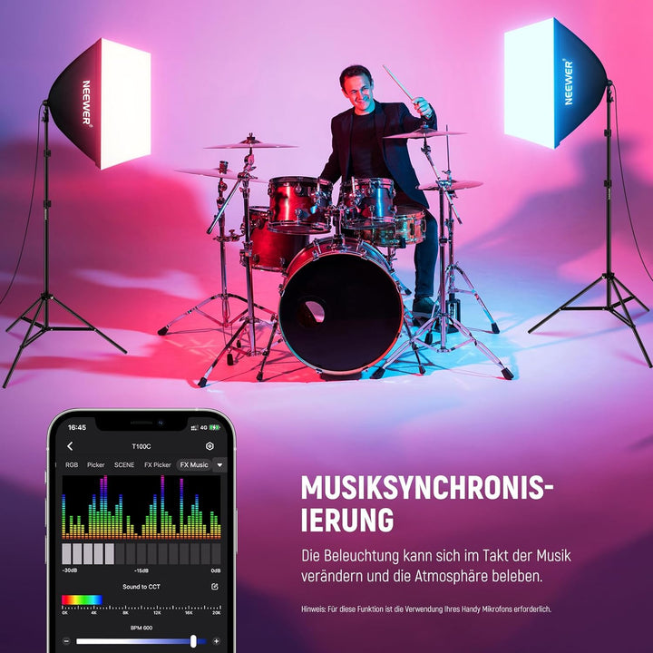 NEEWER RGB Softbox Beleuchtungsset mit App Steuerung und 9 Effektmodi, 2er Pack 24W CE/UKCA zertifiz