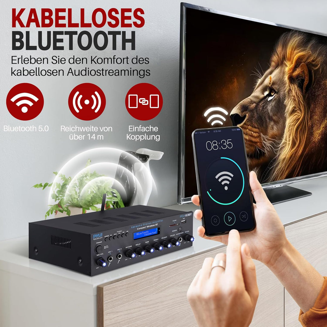 Pyle Verstärker, AV Receiver, Mini Verstärker, Stereo, Bluetooth, 200W-Amplifier, Stereo Receiver –