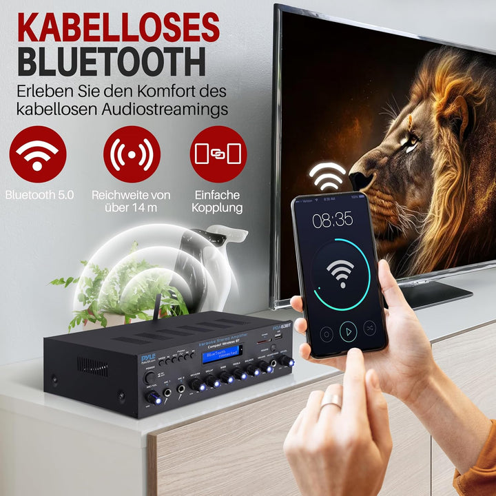 Pyle Verstärker, AV Receiver, Mini Verstärker, Stereo, Bluetooth, 200W-Amplifier, Stereo Receiver –