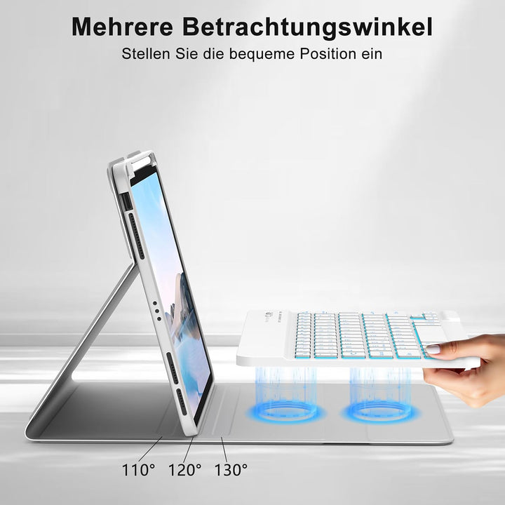 MMK Hülle mit Tastatur für iPad Air 11" M4 2026/M3 2025/M2 2024, QWERTZ Grau, Grau