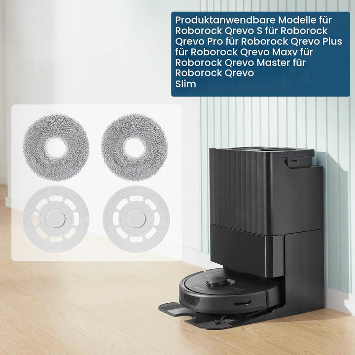 Wischtücher mit Ersatzhalterung für Roborock Qrevo S/Qrevo Master/Qrevo Pro/Qrevo Plus/Qrevo Maxv/Qr