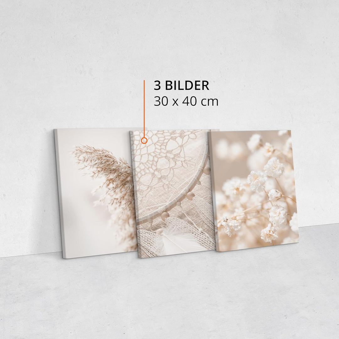 Muralo - Wandbilder Set - Leinwand Bilder Set Aufhängefertig in Boho Stil - das Leinwandbilder Set -