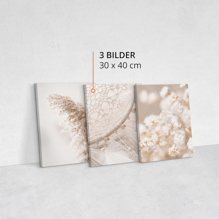Muralo - Wandbilder Set - Leinwand Bilder Set Aufhängefertig in Boho Stil - das Leinwandbilder Set -