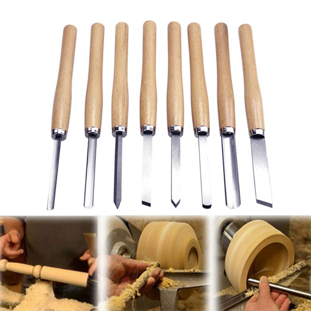 HSS Drehmeissel Set,8 Stück Drechselmesser Set,Anti-Rost Holzdrehmaschinen Meissel Set für Profis od