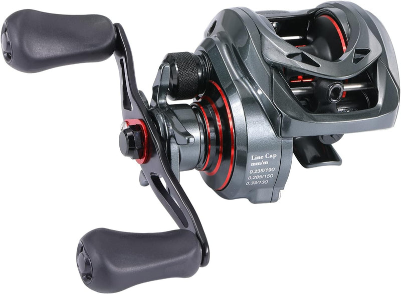 Sougayilang MAX Baitcasting Rolle 8.0:1 High Speed Gear Ratio Angelrolle 18LB Kohlefaser Drag Baitca