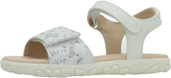Geox Mädchen J Haiti Girl Sandal, Off White Multicolor