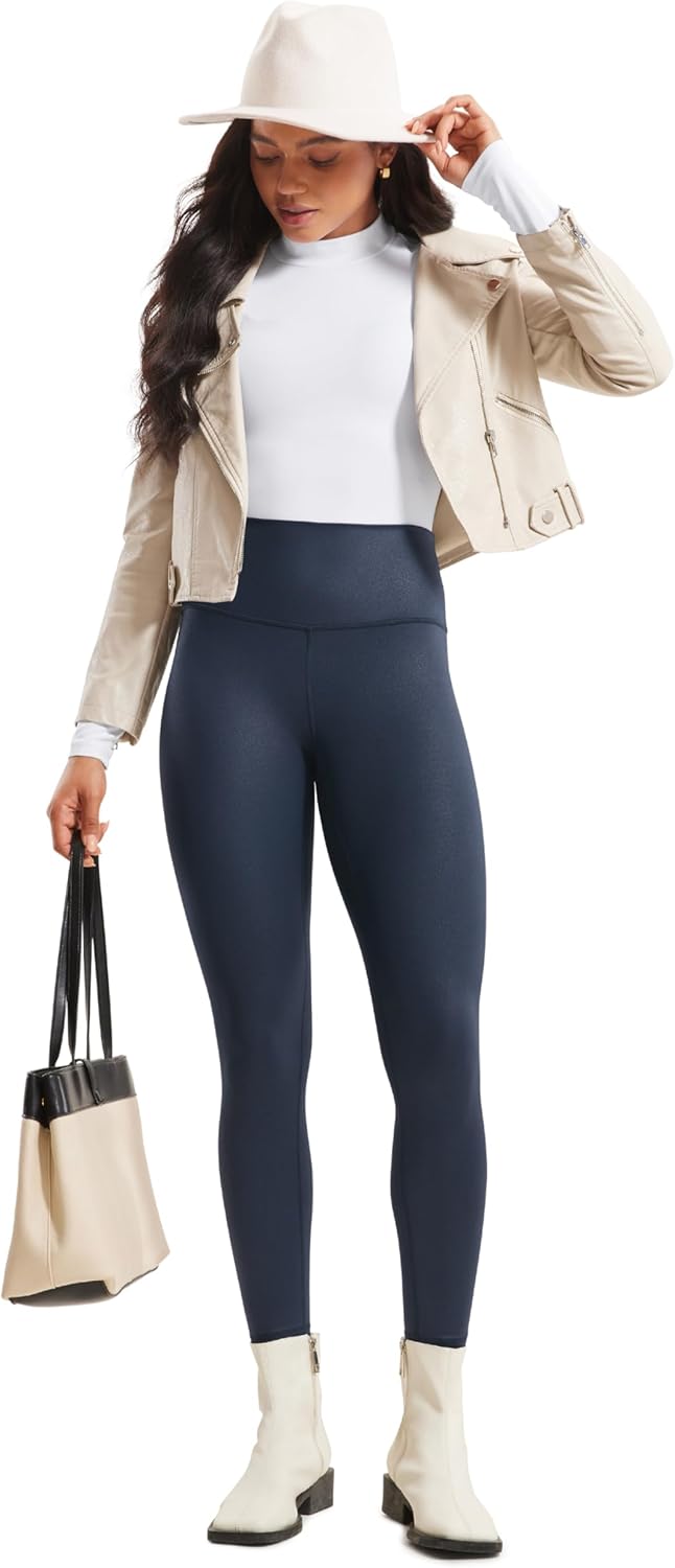 CRZ YOGA Butterluxe Damen Faux Leder Leggings High Waist Lederoptik Sporthose Kunstleder Stretch Wor