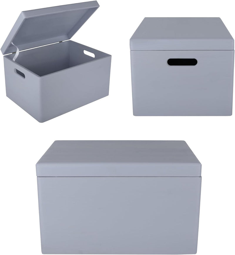 Creative Deco XXL Grau Grosse Holzkiste mit Deckel | 40x30x24 cm (+/-1cm) | Holztruhe Erinnerungsbox