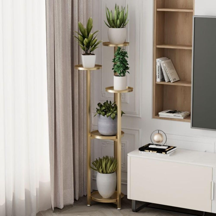Pflanzenständer Metall mit 5 Ebenen, Blumenständer Blumenregal Pflanzenregal Outdoor, Plant Stand In
