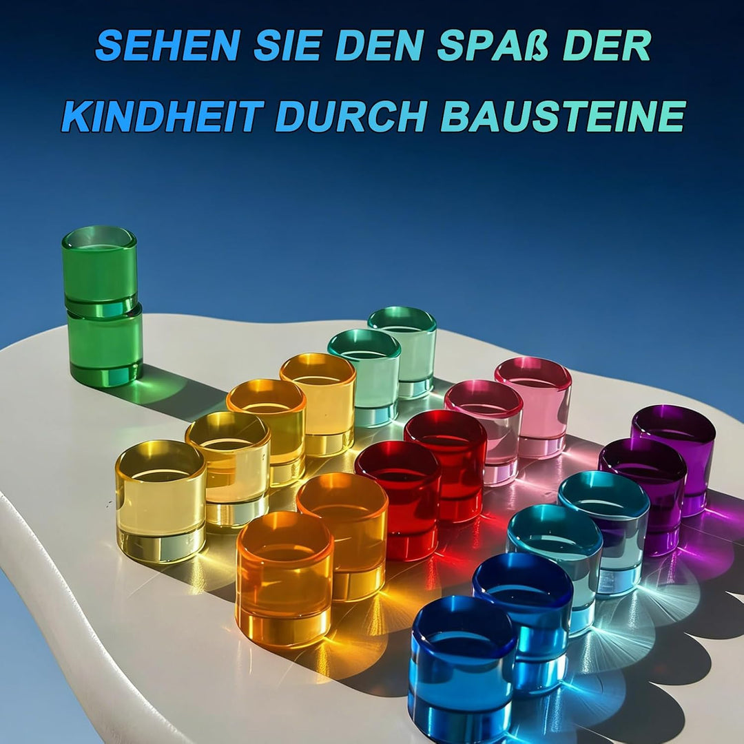 20pcs Acryl Bausteine Kinder - Sensorik Bausteine Jelly Blocks, Lichtbausteine, Montessori Regenboge