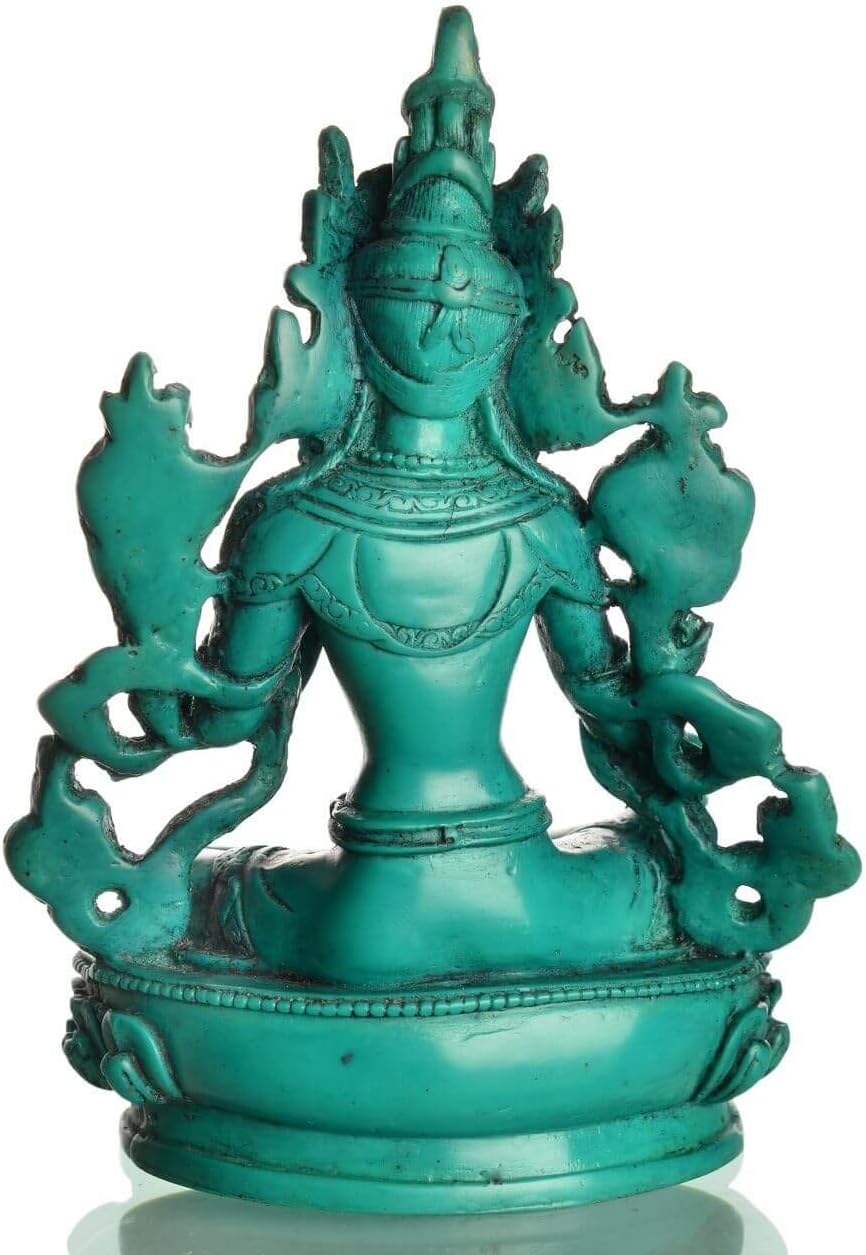 BUDDHAFIGUREN/Billy Held Grüne Tara Figur Buddha Statue, Resin, Türkis, 15 cm