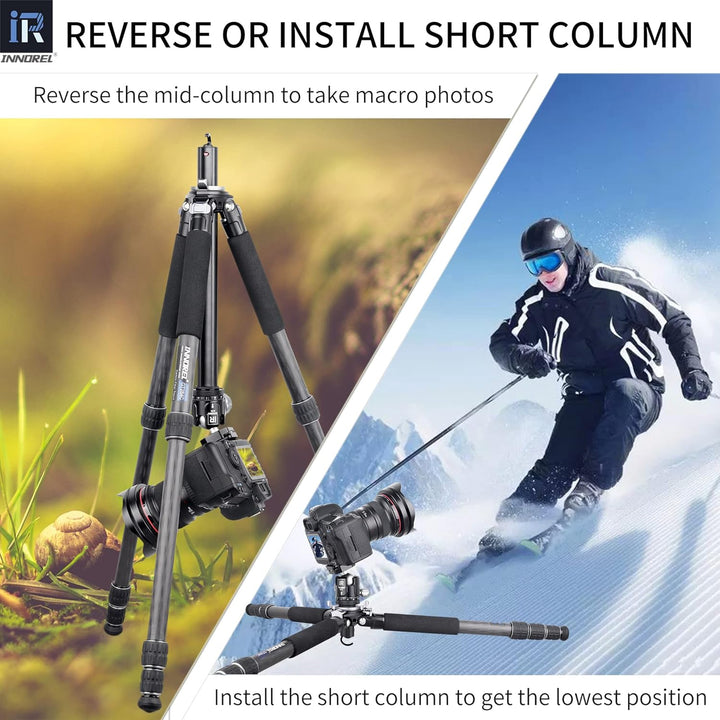 INNOREL GT284C Karbonfaser Professionelles kompaktes Stativ für DSLR-Kameras Robuster Ständer mit Ku