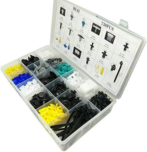 Riloer New 730Pcs Kunststoff Auto Clips Befestigungselemente Stossstange Niethalter Niet Kit