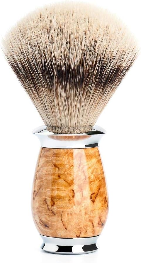 MÜHLE Rasierset - Purist Serie - Silberspitz Dachszupf - kompatibel mit Gillette-Klingen - karelisch