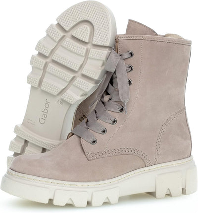 Gabor Damen Combat Boots, Frauen Stiefeletten,Wechselfussbett,Best Fitting 36 EU Beige Leinen, 36 EU