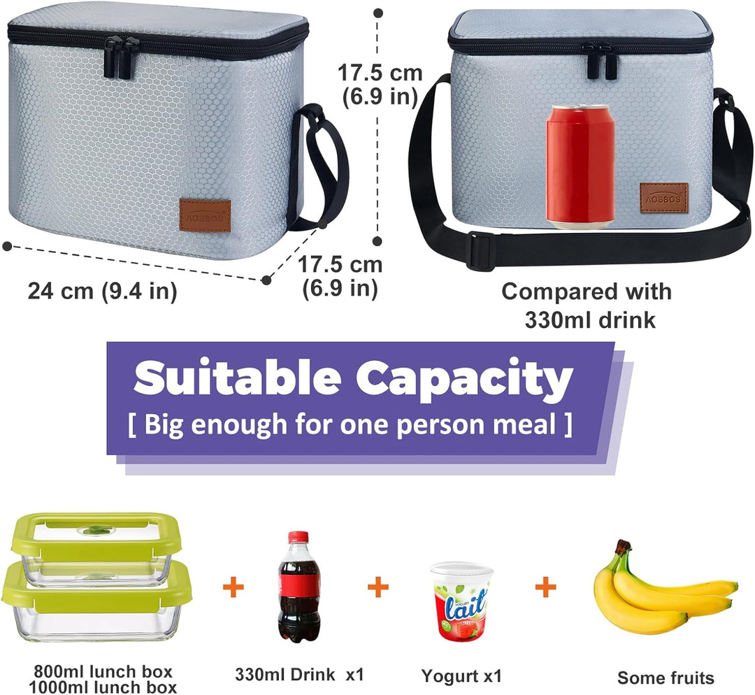 Kühltasche Klein Leicht Lunch Tasche Isoliertasche zur Arbeit Schule Faltbar Wasserdicht Lunchbag Re