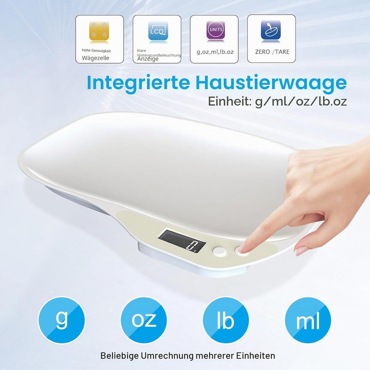 Tierwaage für Kleine Tiere, Kleine Digitalwaage Haustierwaage, Hundewaage 15Kg (±1gram), LCD Digital