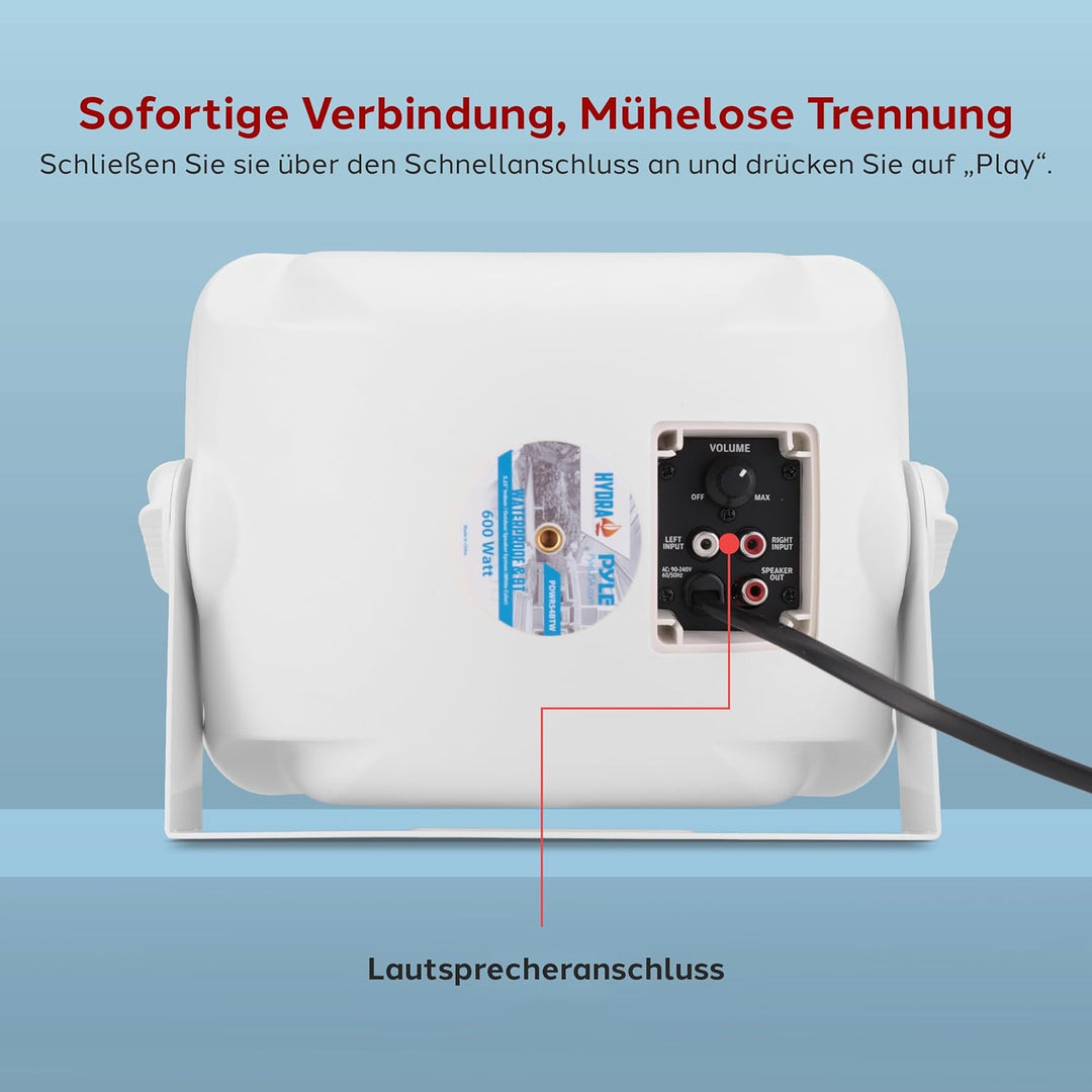Pyle Lautsprecher Wandhalterung, Musikbox Bluetooth Gross 600 Watt, wasserdichte Box Outdoor & Indoo
