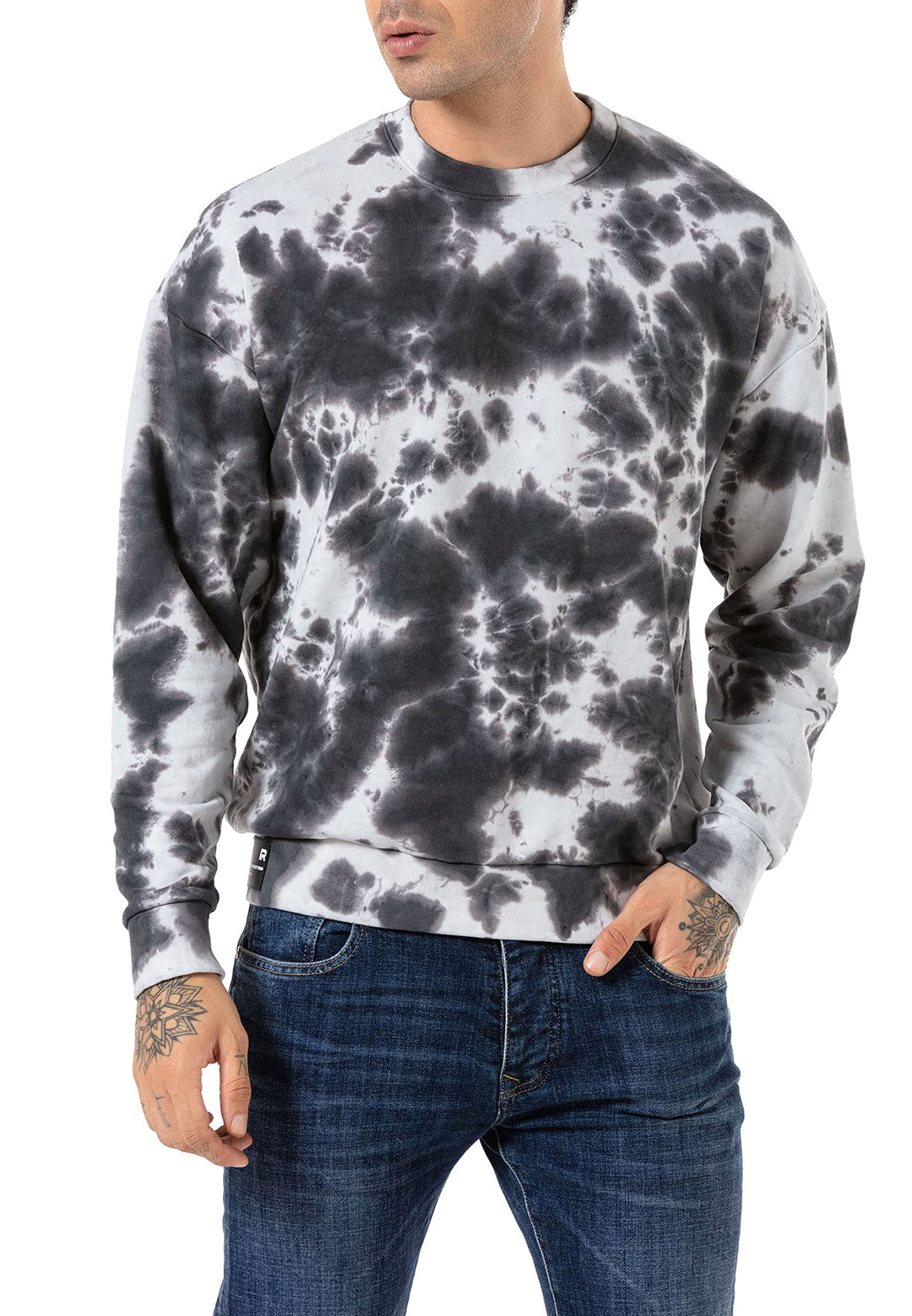 Redbridge Sweatshirt Herren Rundhals Pullover Batik XL Schwarz, XL Schwarz