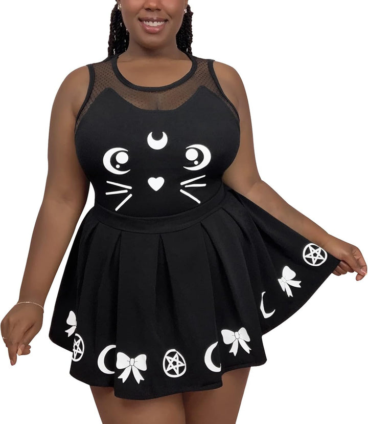 LittleForBig Baumwolle Strampler Onesie Pyjamas Bodysuit –Luna Einteiler Rock Set XL Schwarz, XL Sch