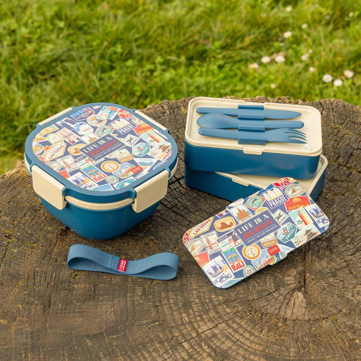 Legami – Lunchbox, 3 Besteckteile inklusive, Travel Stickers, Behälter, Fassungsvermögen 1200 ml, au