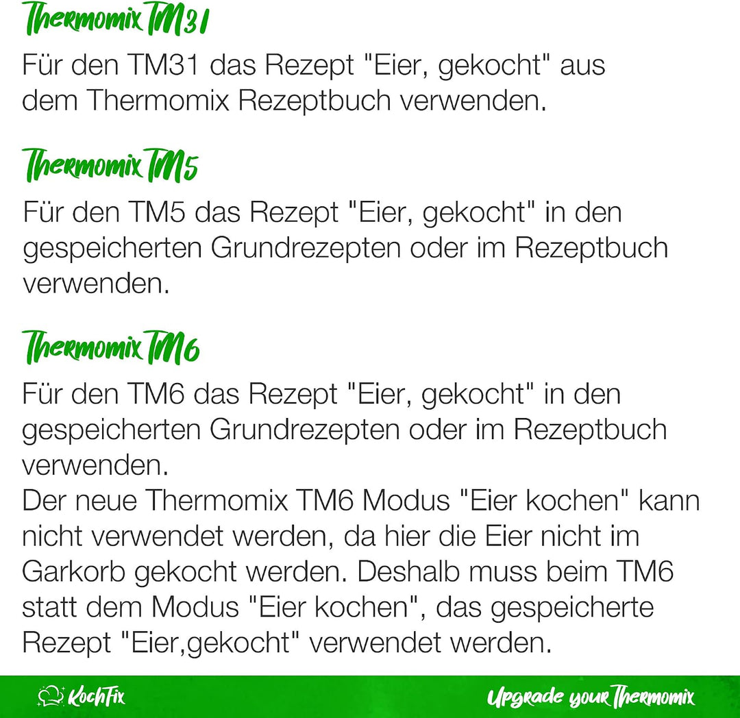 KochFix Eierhalter - Thermomix Einsatz für TM5, TM6, TM31 | Zum Eierkochen für Thermomix Garkorb, Zu