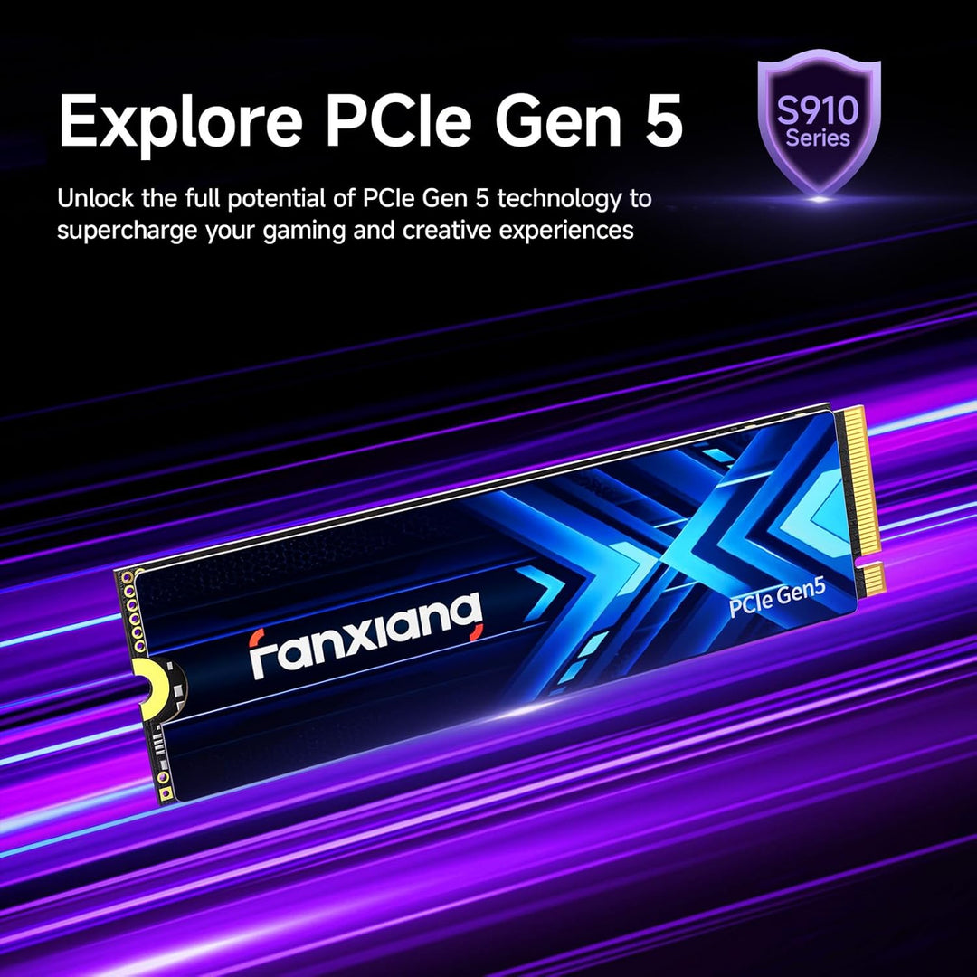 fanxiang S910 Max 4TB PCIe 5.0x4 NVMe M.2 SSD, Lesegeschwindigkeiten von bis zu 14.000 MB/s, 13.000