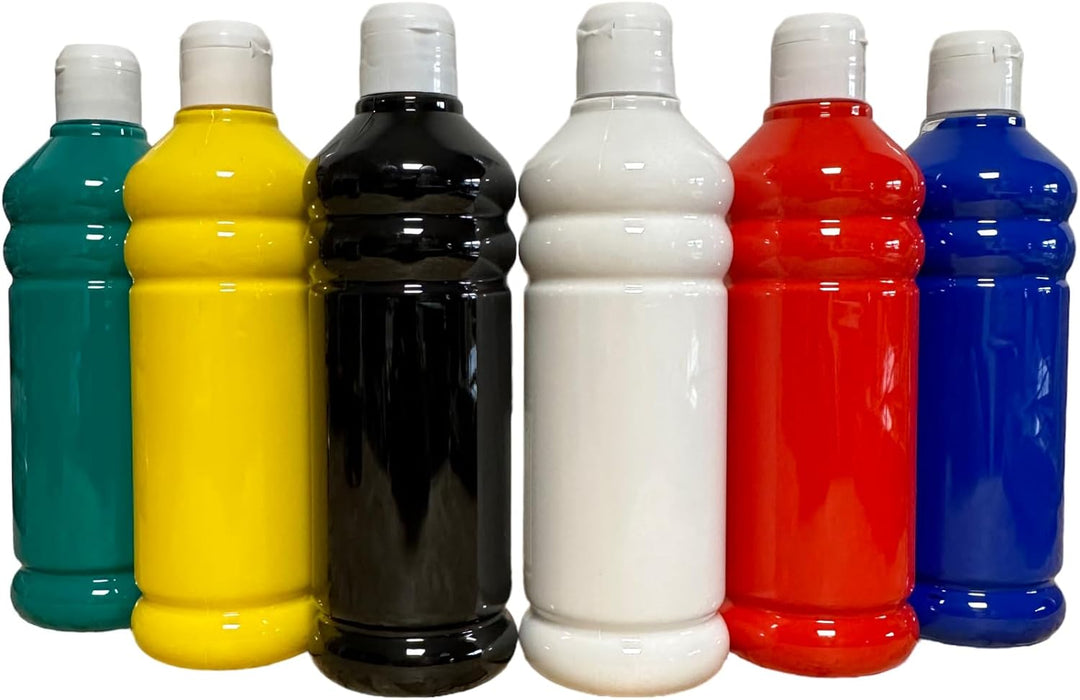 ACRYLFARBEN-SET 6 Farben je 500ml. Hochwertige und deckende Malfarben für Holz, Stein, Leinwand, Mal