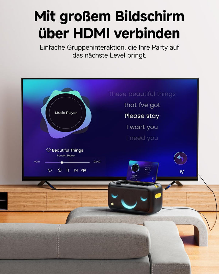 Karaoke-Maschine für Erwachsene mit Textanzeige, eingebautem 13,3"-Bildschirm, echte All-in-One-Kara