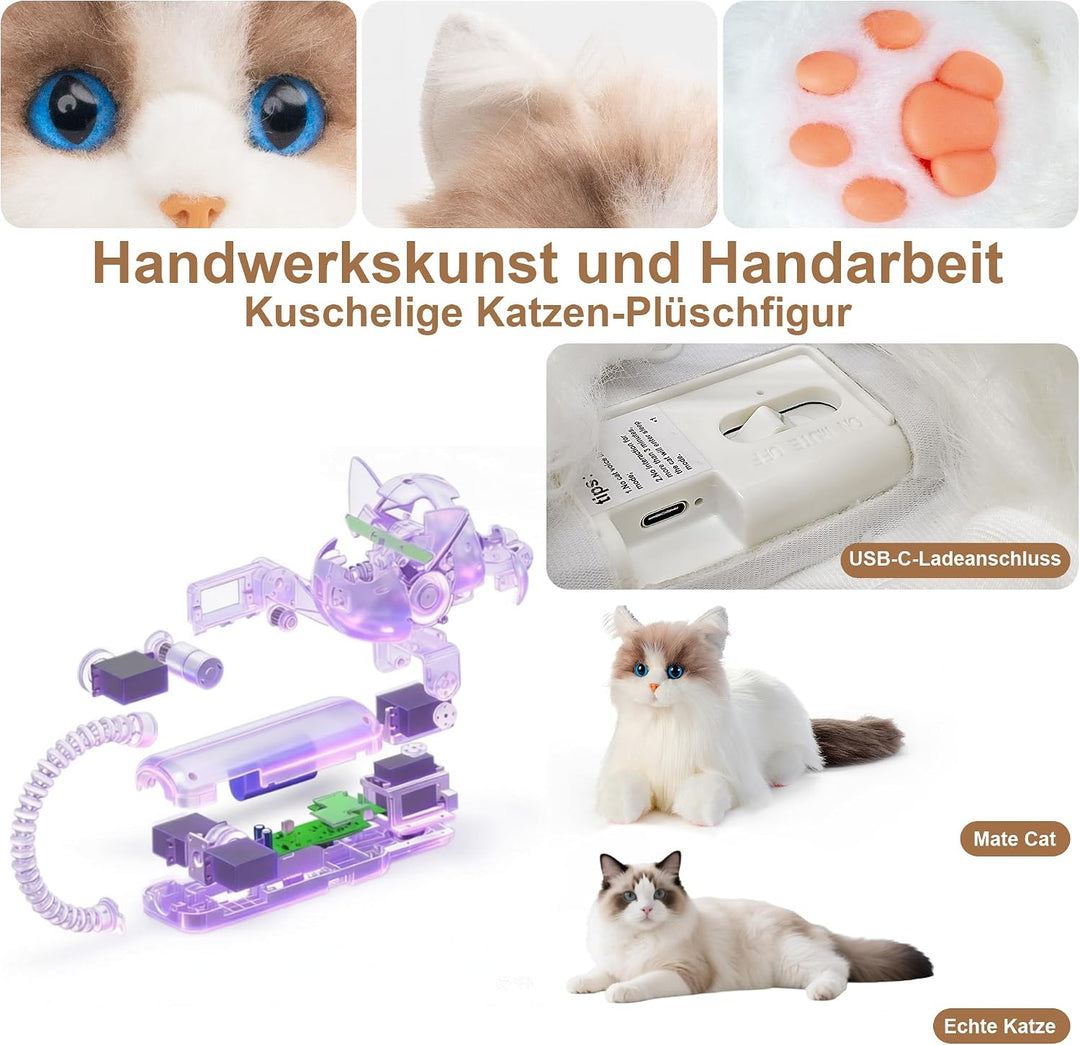 Chongker Interaktives Plüschtier Roboter Katze (Weiss), Weiss