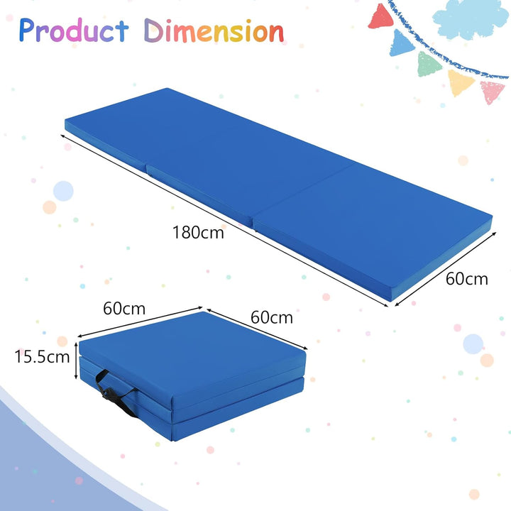 COSTWAY 180 x 60 x 5 cm Weichbodenmatte klappbar, Gymnastikmatte tragbar, Yogamatte wasserabweisend,