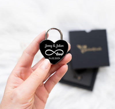 Geschenkfreude Liebesschloss mit Gravur witterungsbeständig - personalisierte Geschenke Valentinstag