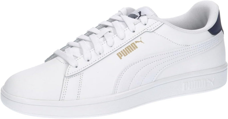 PUMA Unisex Smash 3.0 L Sneaker 39 EU Puma White Puma Navy Puma Gold, 39 EU Puma White Puma Navy Pum