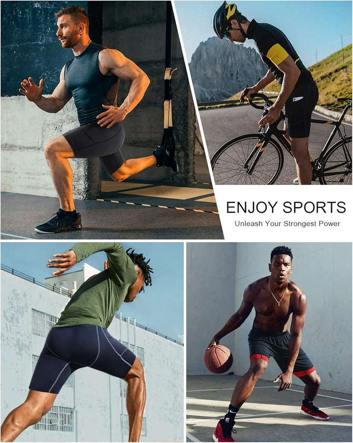 Roadbox 1 oder 3 Pack Herren Kompressionsshorts, Schnelltrocknendes Baselayer Unterhose Tights Kurz