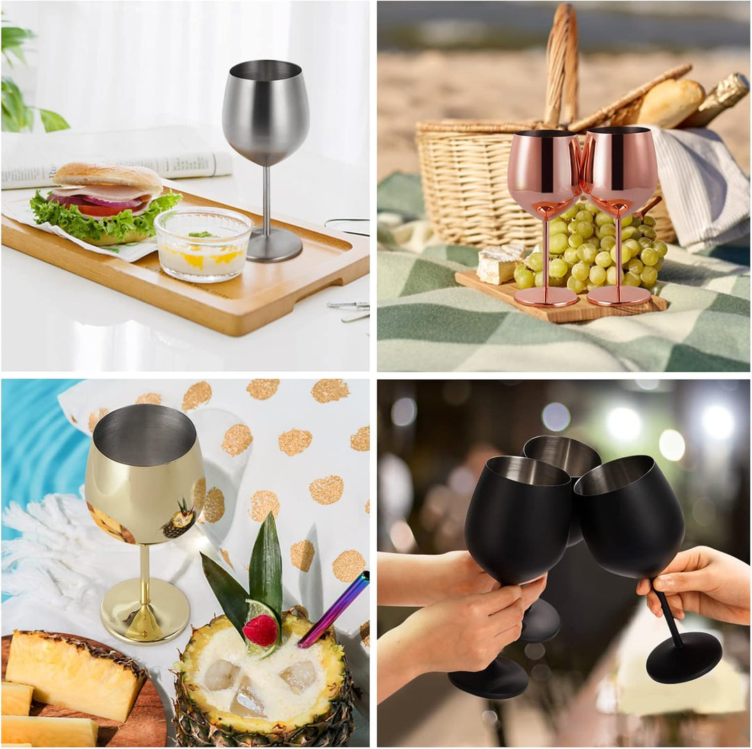 Livole Rotweingläser Set, 18Oz 550ml Weingläser aus Edelstahl, Champagner Gläser, Pokale Gross Bauch