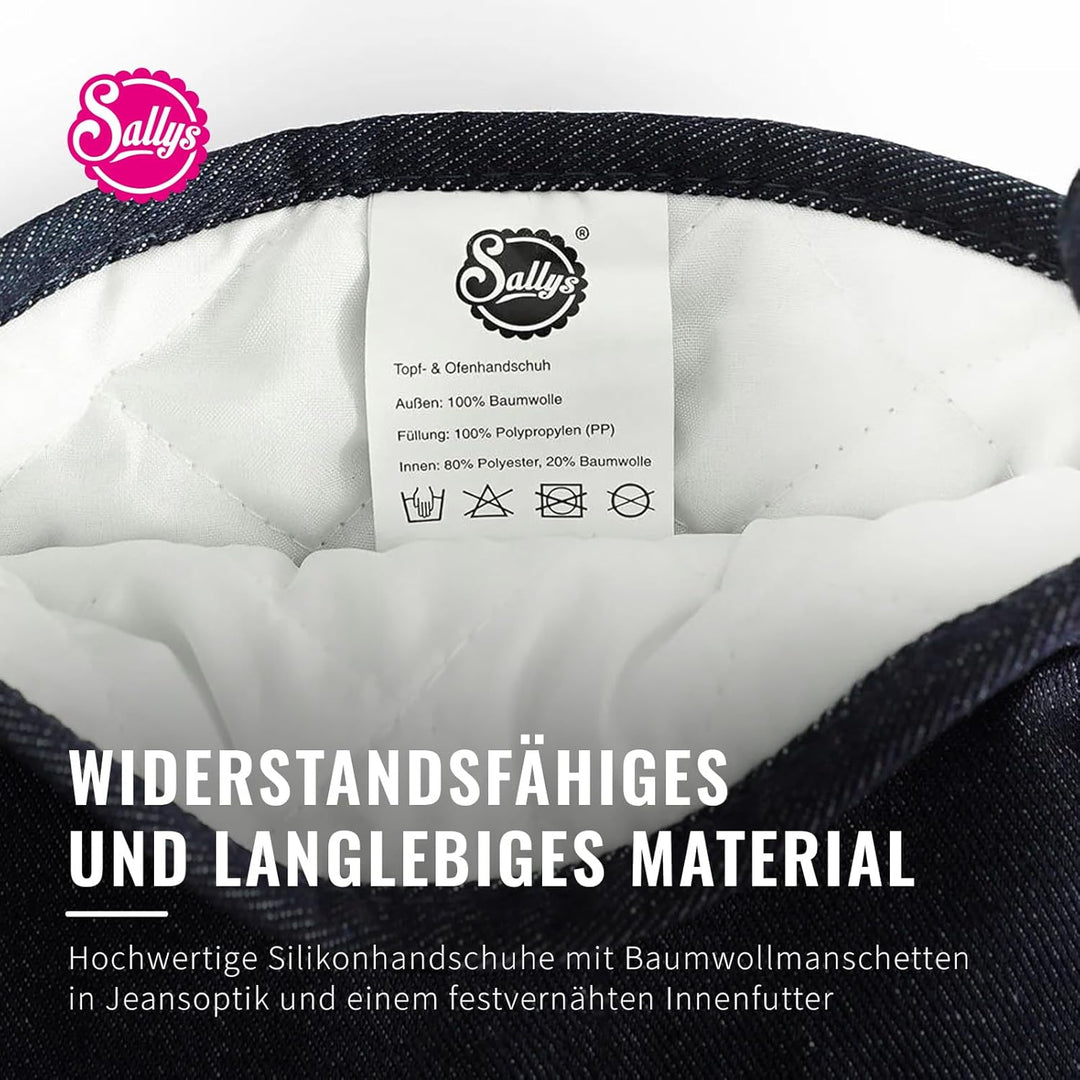 Sallys Premium Backhandschuhe - Hitzebeständige Ofenhandschuhe für sicheres Backen und Kochen bis 23