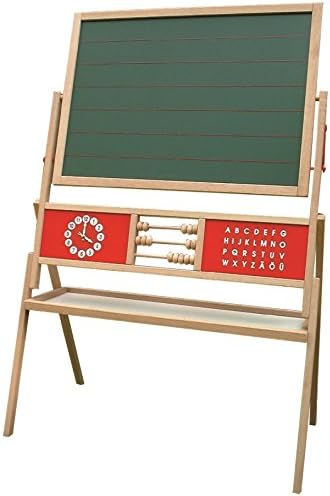 roba Tafel, Standtafel mit Zubehör, drehbar mit Schreibtafel liniert, Maltafel magnetisch, Holz Natu