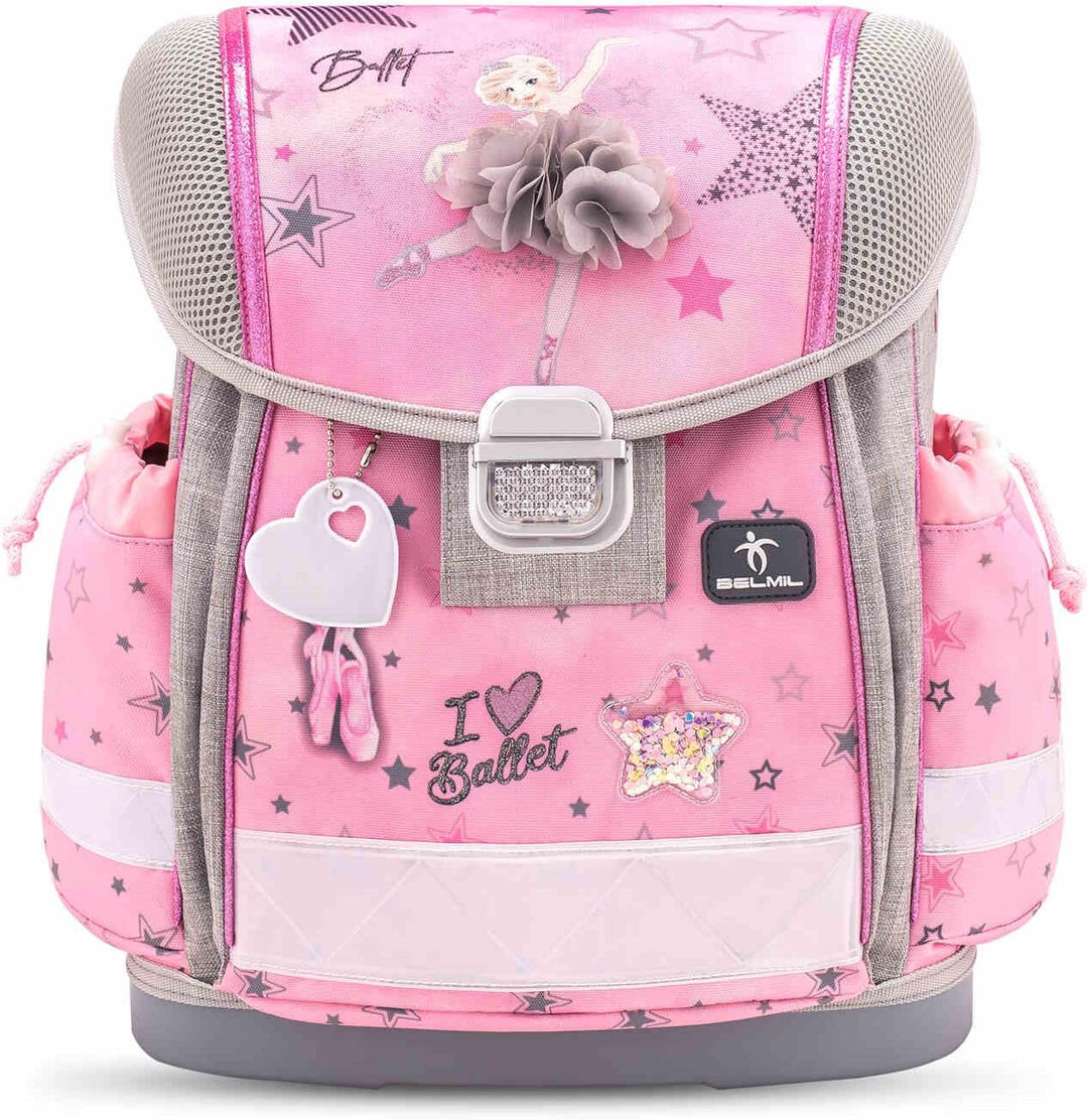 Belmil Schulranzen Set 403-13/AG/S/R 5 - teilig ergonomischer Schulranzen Set mit Regenschutz 1. kla