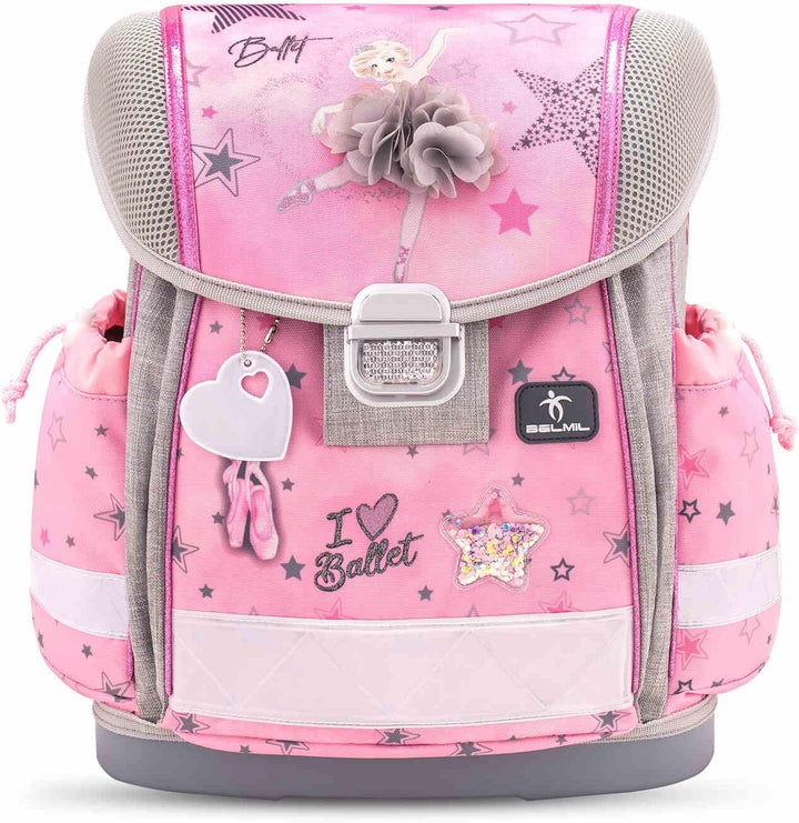 Belmil Schulranzen Set 403-13/AG/S/R 5 - teilig ergonomischer Schulranzen Set mit Regenschutz 1. kla