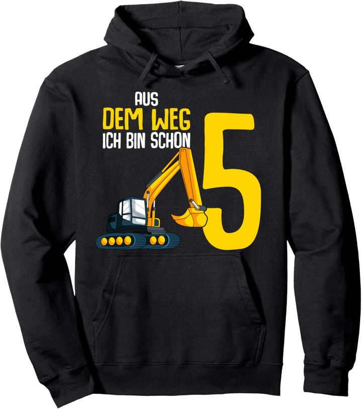 5. Geburtstag Bagger Baggerfahrer 5 Jahre Kinder Junge Pullover Hoodie