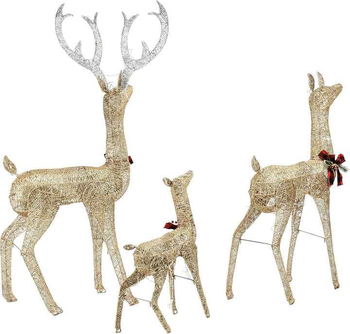 DMS Rentier Familie Weihnachtsfigur mit 187 LEDs Weihnachtsbeleuchtung für aussen und innen Weihnach
