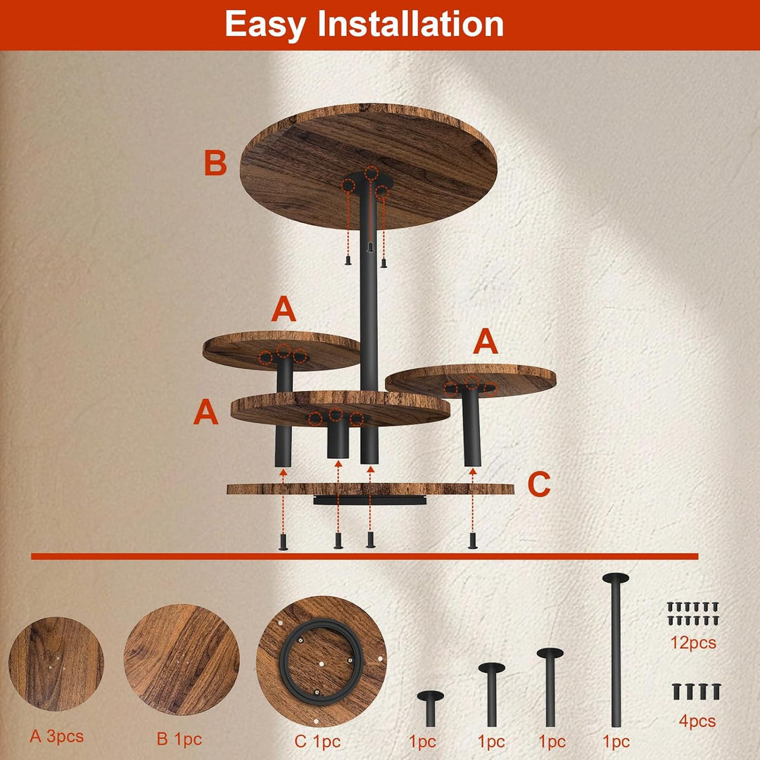 4 Etagen Kuchen und Cupcake Ständer aus Holz, 360° Drehbar Etagere für Desserts, Donuts, Kekse, Maca