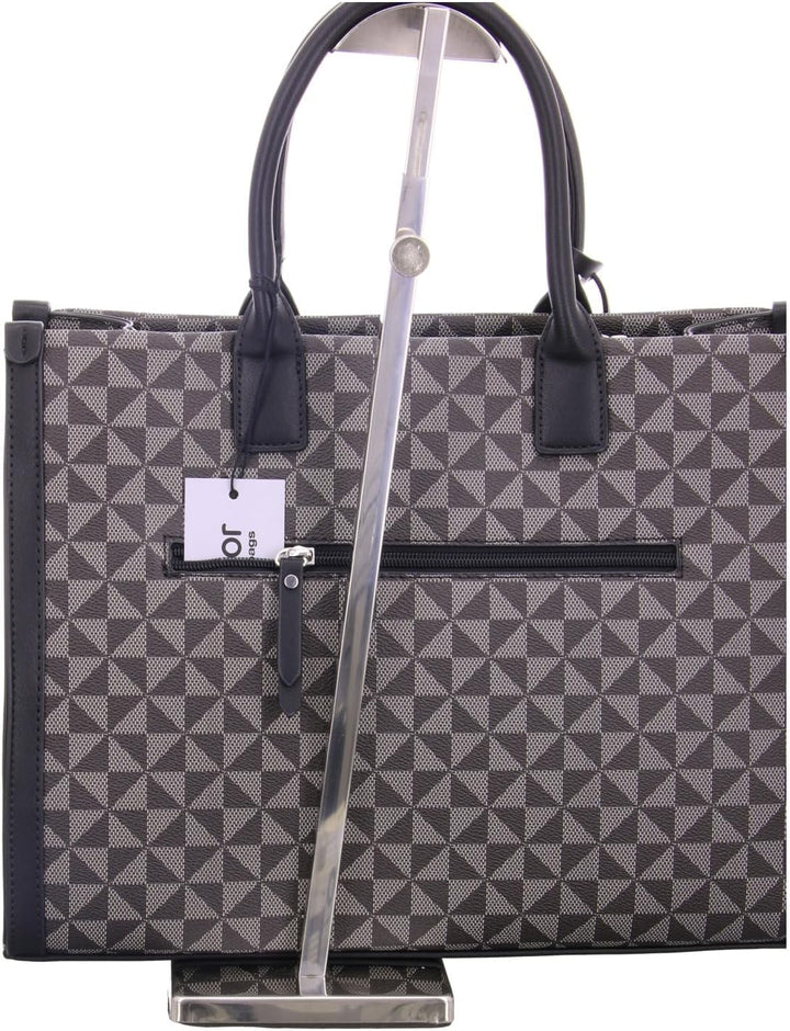 Gabor bags Barina Damen Shopper Umhängetasche Reissverschluss Mixed Black, Mixed Black
