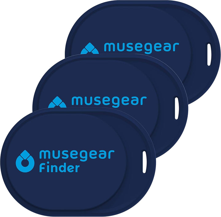 musegear Schlüsselfinder Mini mit Bluetooth App I Keyfinder laut für Handy in dunkelblau 3er Pack I