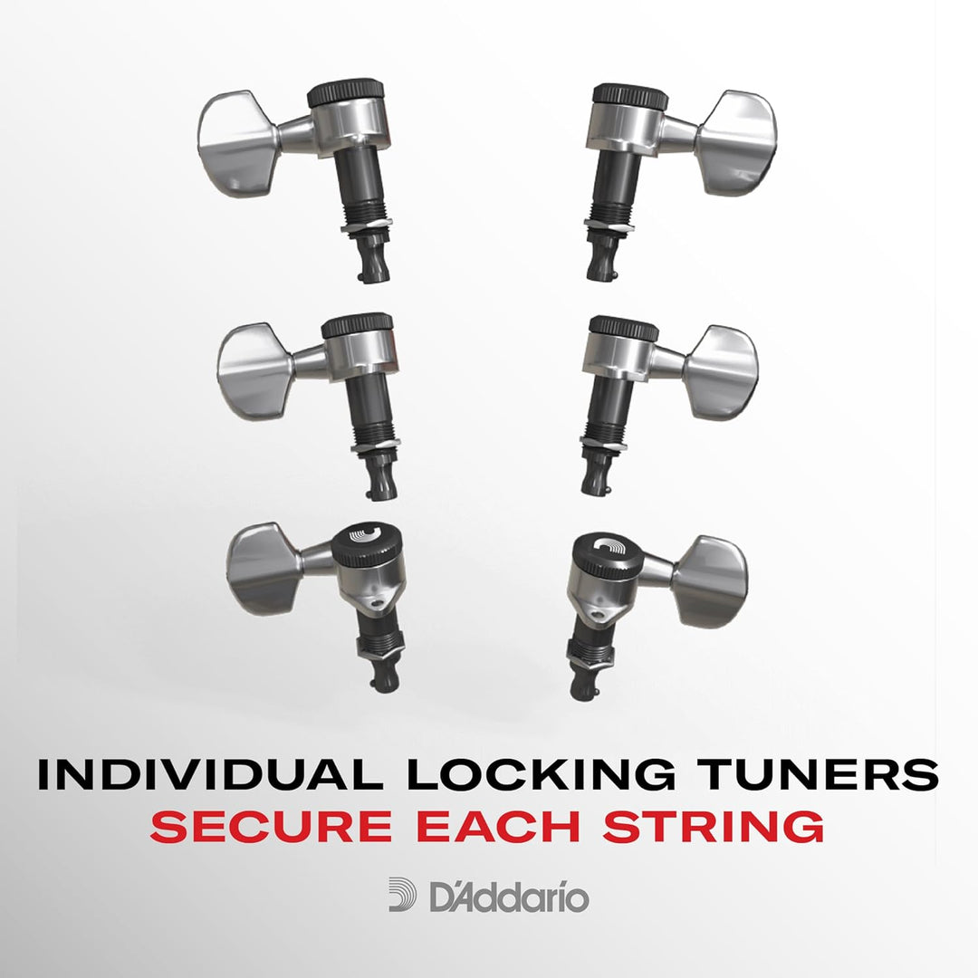 Planet Waves PWAT-6R2 6 (In-Line) Auto-Trim Tuning Machines, Black Finish Schwarz, Schwarz